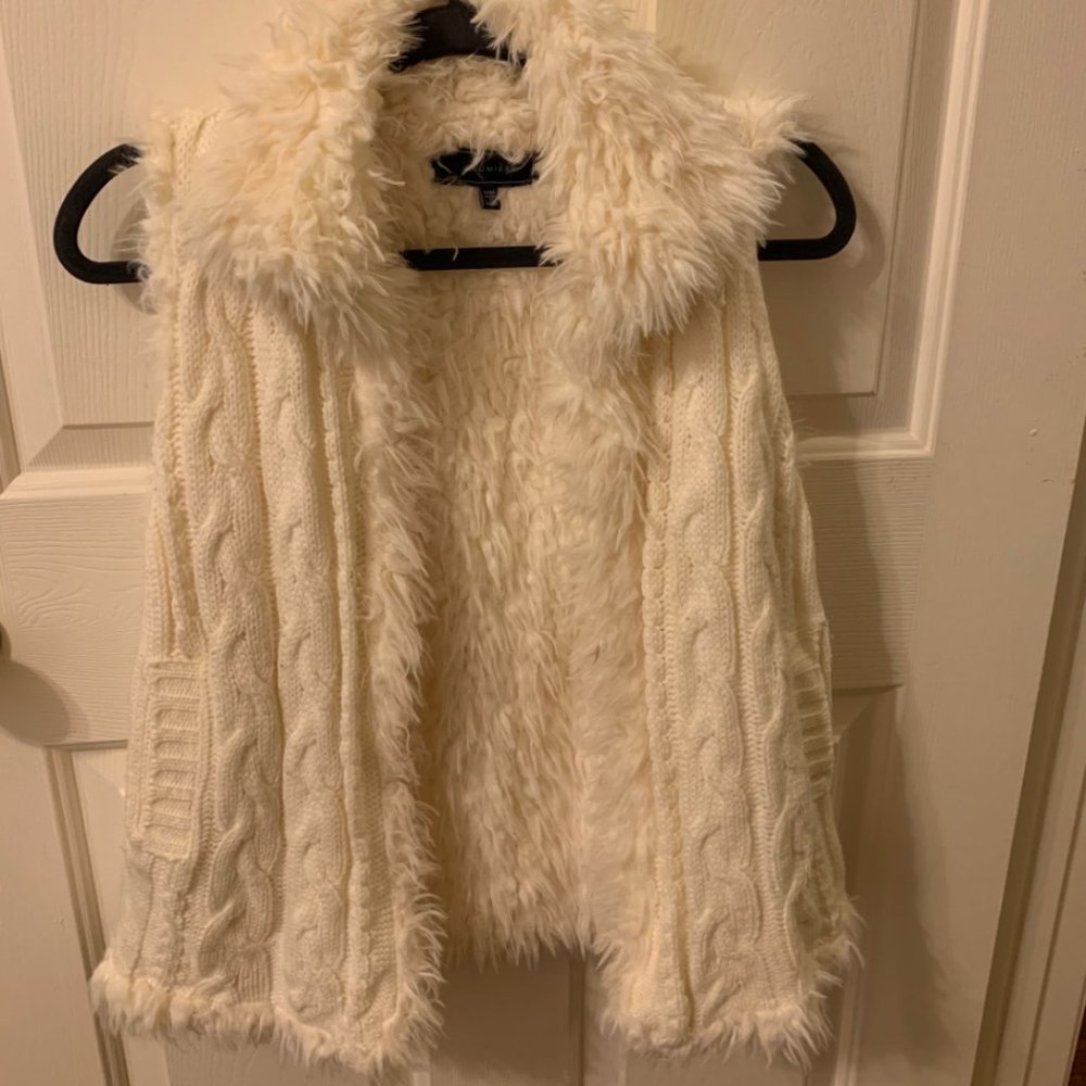 White/Cream Faux Fur Vest